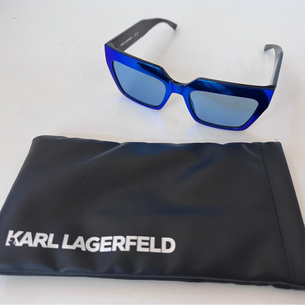 Karl Lagerfeld Royal Mirror Blue Rectangular Sunglasses
